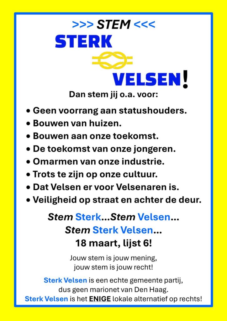 Sterk Velsen, het enige alternatief op rechts!
